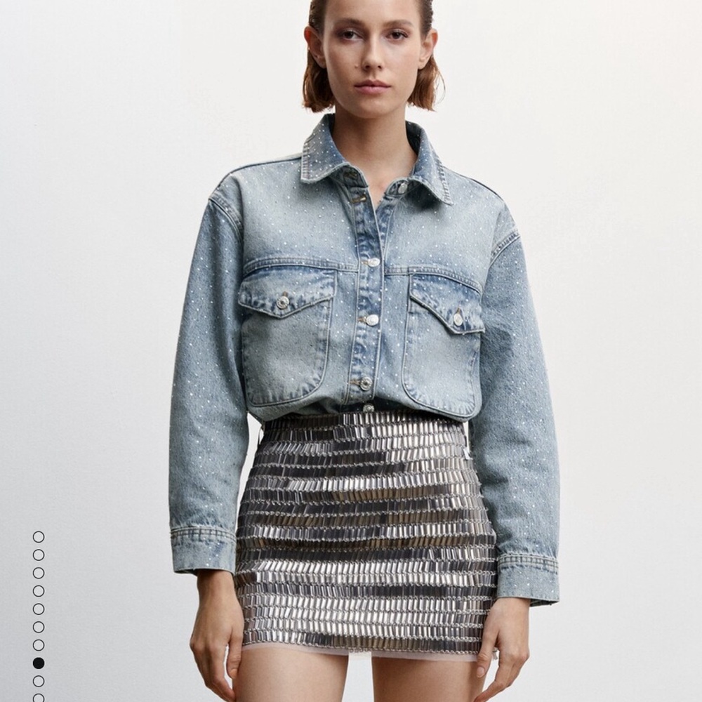Mango Denim Jacket with rhinestones